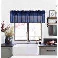 thumbnail image 1 of 1 piece S18 luxury straight sheer faux silk window curtain valance for kitchen bathroom décor with rod pocket navy blue color 55" wide X 18" long, 1 of 3