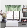 thumbnail image 1 of 1 piece S18 luxury straight sheer faux silk window curtain valance for kitchen bathroom décor with rod pocket sage color 55" wide X 18" long, 1 of 3