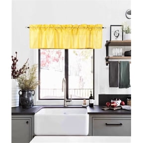 Gorgeous Home Linen 1-Pc S18 Yellow Luxury Straight Semi-Sheer Faux Silk Window Curtain Valance Rod Pocket on Top 55" wide X 18" long