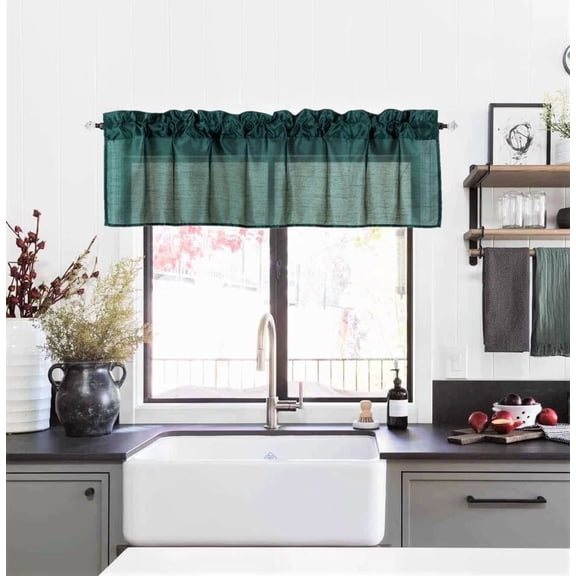 Gorgeous Home Linen Hunter Green 1pc Semisheer Solid Faux Silk Rod Pocket Straight Window Valance 55"in Wide X 18"in Length