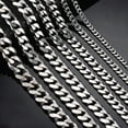 thumbnail image 1 of 1 piece Size 3.6mm-9mm Men's Necklace Stainless Steel Cuban Link Chain Bracelet Necklace Steel Color Male Jewelry, 1 of 4