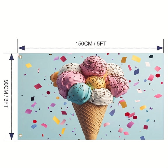 1 piece of bright sweet ice cream garden flag for patios, gardens, parties and festivals, no electricity required, durable weatherproof artwork, outdoor patio decoration