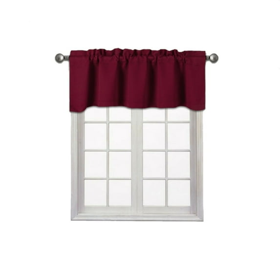 1 piece burgundy valance TVLO-18 blackout thermal tier window treatment rod pocket kitchen bathroom size 54" wide X 18" length for short window room darkening