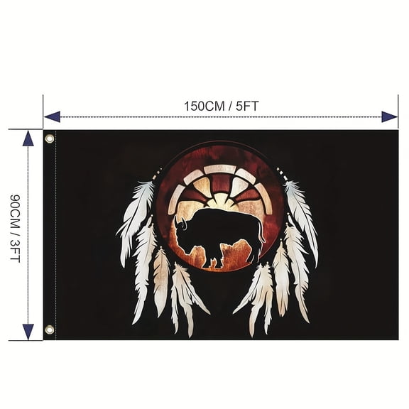 1 piece, charming and colorful buffalo flag, 100% polyester fiber, suitable for multifunctional and durable outdoor flags, no electricity needed, perfect for home and garden decoration