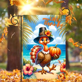 1 piece, double-sided Thanksgiving Garden Flag - 2D flat Turkey pumpkin pattern design, courtyard sign, perfect for courtyard, lawn and outdoor decoration, garden decoration, party decoration items,