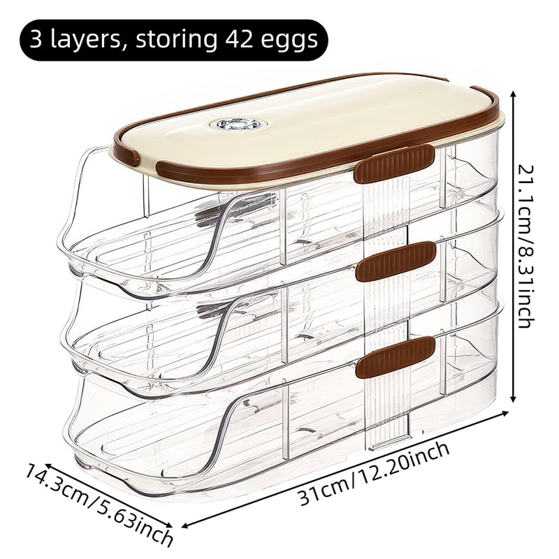 1 piece, egg storage box, automatic rolling refrigerator egg rack ...