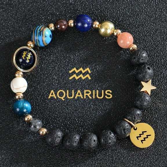 1 piece of eight planets and twelve zodiac signs bracelet with frosted stone beads, perfect for daily wear, gifts and birthday gifts for women and men