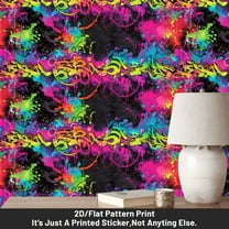 1 piece, fashionable and artistic self-adhesive removable wallpaper, 2D flat color abstract graffiti pattern PVC wallpaper, can be spliced, home decoration background wall paper decorative wallpaper,