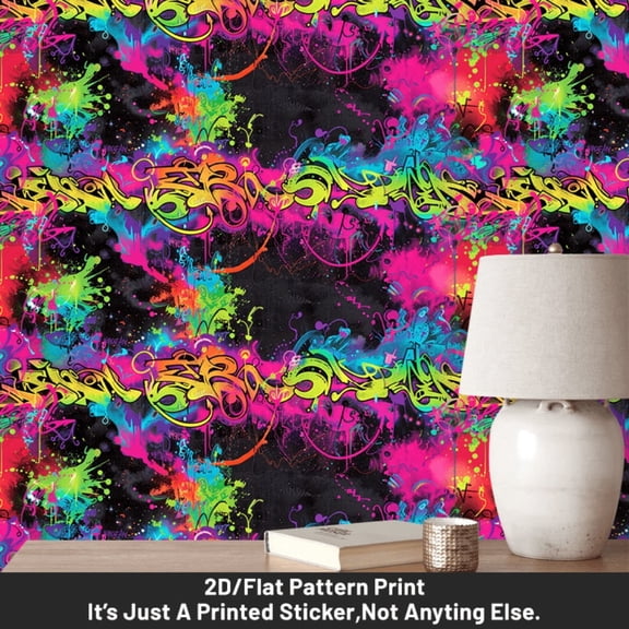 1 piece, fashionable and artistic self-adhesive removable wallpaper, 2D flat color abstract graffiti pattern PVC wallpaper, can be spliced, home decoration background wall paper decorative wallpaper,