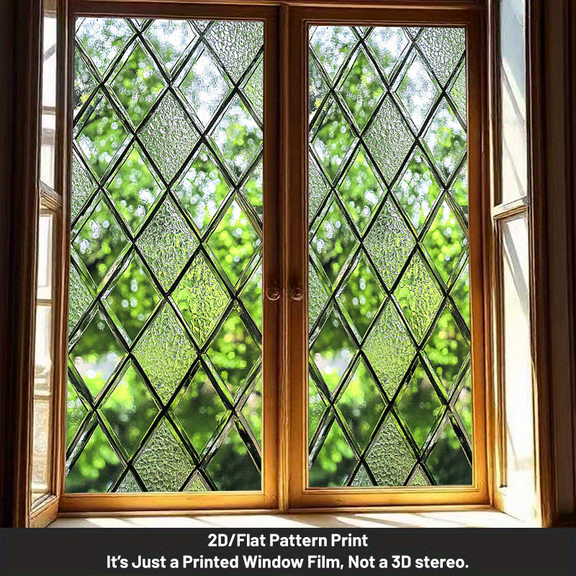 1 piece, fashionable and simple style decorative window film and window sticker, 2D flat geometric rhombus pattern window sticker, PVC electrostatic adsorption decorative window film, home decoration