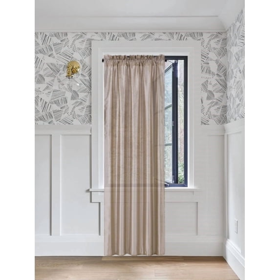 1 piece faux silk solid curtain drapes semi sheer see thru panels with rod pocket for any bedroom living room or patio door MR2 Taupe Color 55" Wide X 84"Long