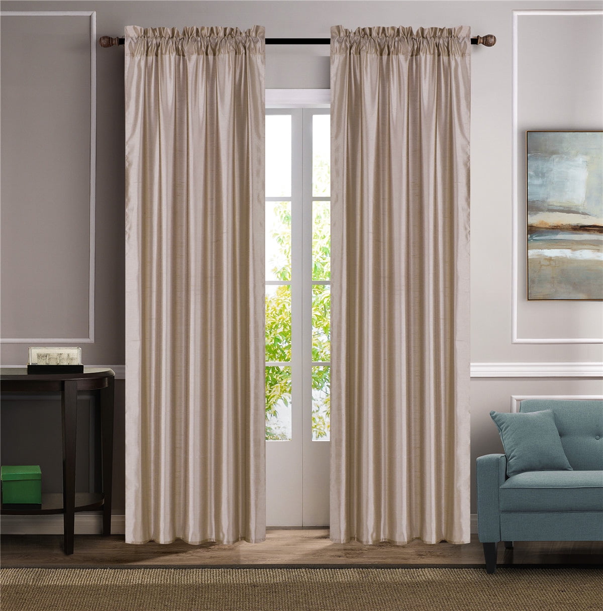 1 piece faux silk solid curtain drapes semi sheer see thru panels with