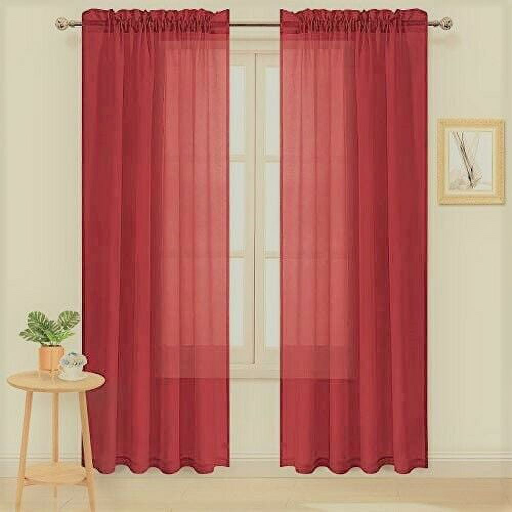 1 piece faux silk solid curtain drapes semi sheer see thru panels with