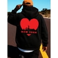 thumbnail image 1 of 1 piece hoodies graphic hoodies men's machine washable black Comfy Loose Drawstring Trendy Hooded Pullover, Mens Clothing For Autumn Winter Regular Fit, Everyday Comfort, Comfortable Casualwear, Urb, 1 of 7