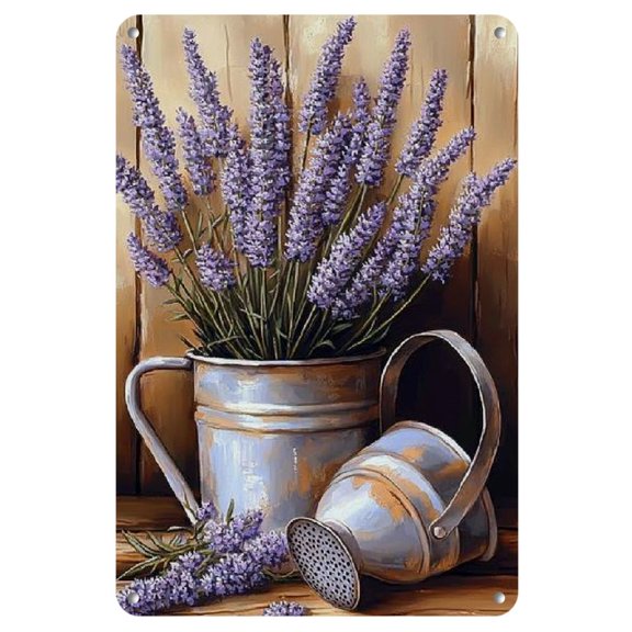 1 piece of lavender metal tag - retro wall art poster, 8x12 inches/20 * 30cm, purple, Iron, pre drilled for easy installation, durable, suitable for home and office decoration/gift creativity