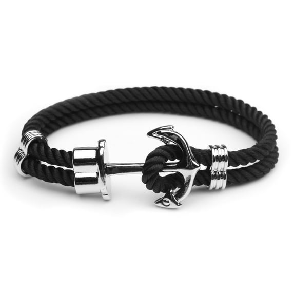 1 piece men's anchor bracelet - Pirate style jewelry with navy and pink rope, gold imitation anchor hook buckle - adjustable cuffs for nautical, gothic or everyday bold hand - men's durable rope