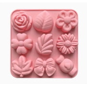 1 piece nine-hole candy bow with different flower and grass shapes food grade silicone mold chocolate candy jelly jelly mold DIY handmade soap mold Multifunctional food mold