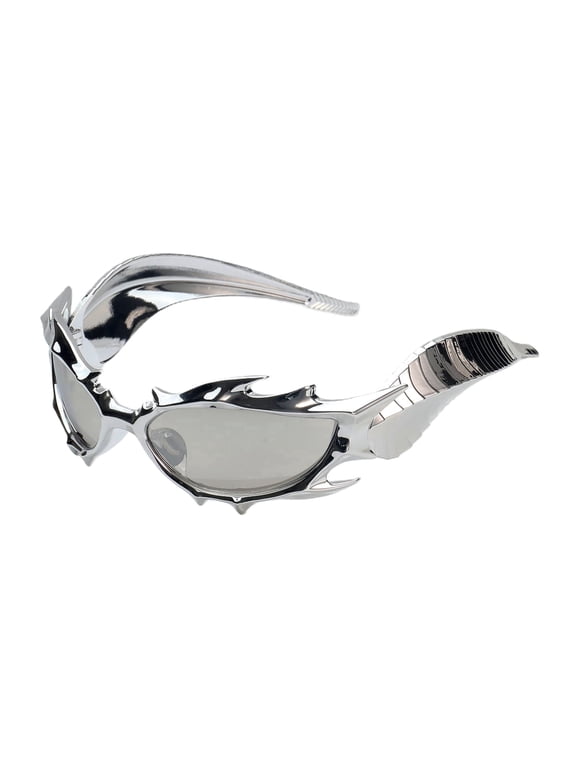 DELON Flame Sci-Fi Cyberpunk Dragon Horn Decorative Glasses for Adults - Chinese Dragon Mascot Designer Sunglasses