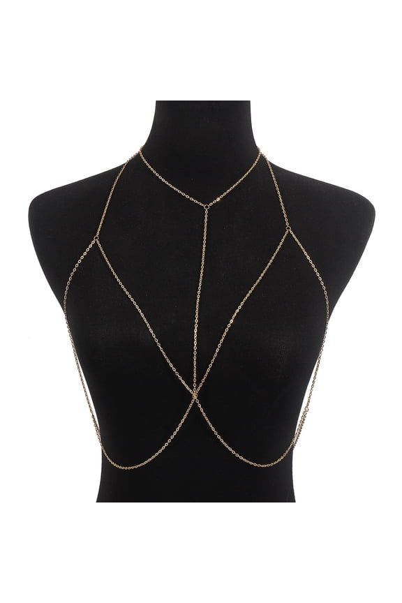 1 piece of chest chain, bikini clavicle chain, body chain, sexy and simple metal thin chain chest chain