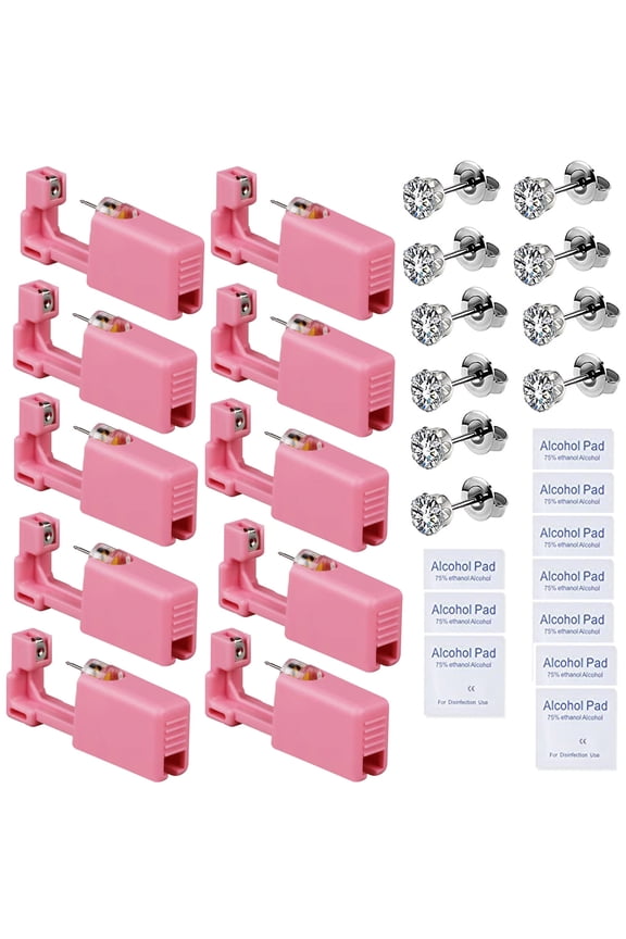 1-piece piercing set,Disposable self-ear piercing gun set, nose hole tool with crystal stud earrings for home salon piercings