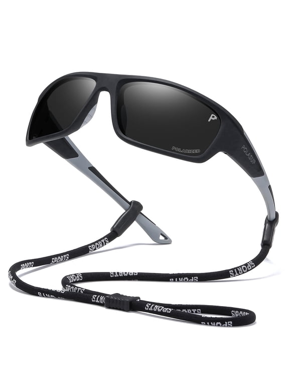 Polarized Sports Sunglasses for Men UV400 Protection Anti-Glare with Adjustable Strap for Fishing & Driving