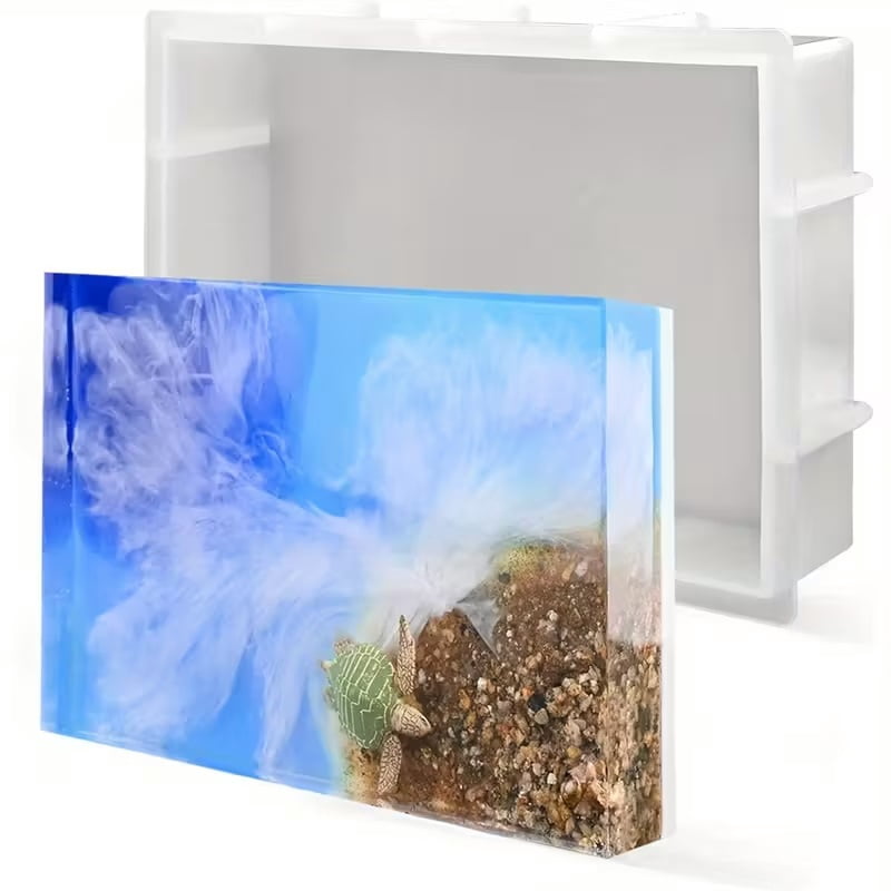1 piece rectangular silicone mold for epoxy resin - deep cast mold for flower preservation, DIY art and home or office decoration - with dandelion and snail design, silicone resin mold