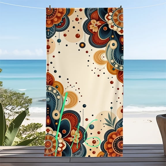 1 piece retro mandala beach towel, bohemian style, suitable for beach vacation, complicated patterns and full of exoticism, universal in all seasons, retro mandala beach towel