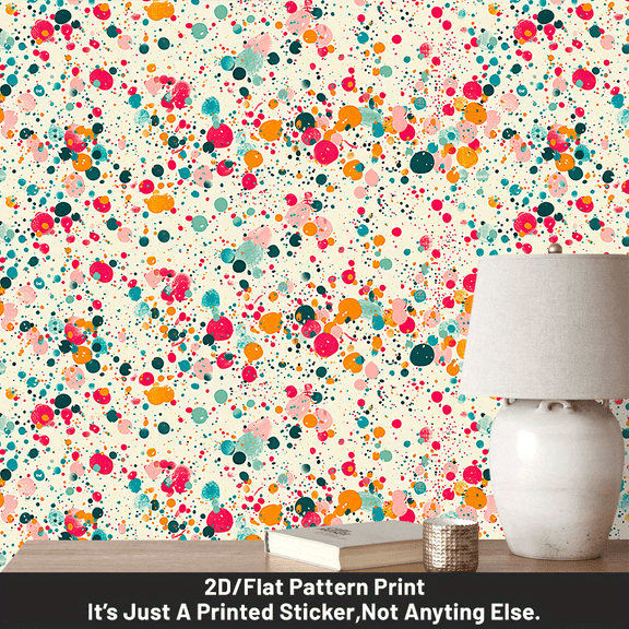 1 piece, self-adhesive and removable wallpaper wall sticker, 2D flat color graffiti pattern PVC wallpaper, can be spliced, home background wall decoration wallpaper, suitable for kitchen, living room
