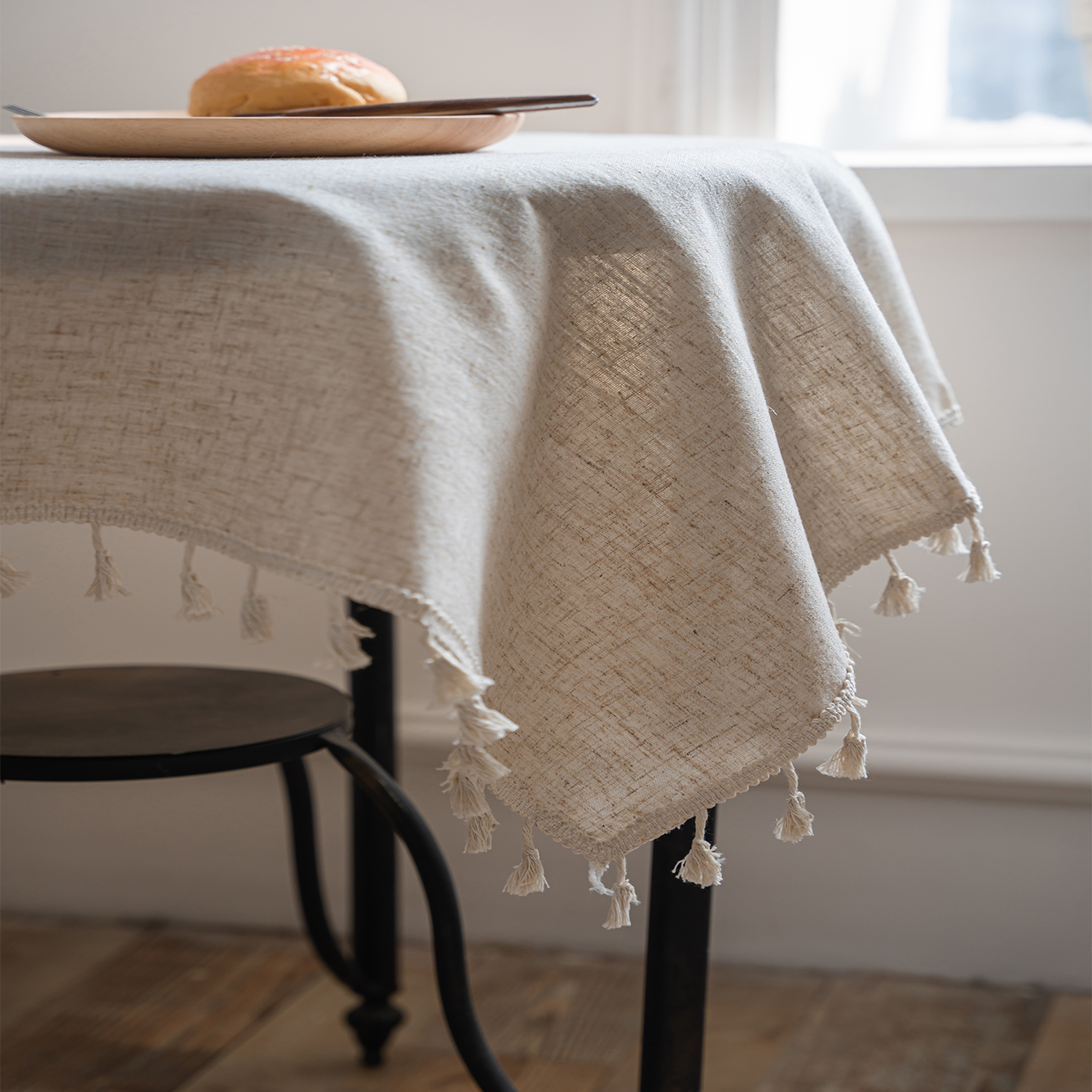 1piece set of beige tassel bohemian farmhouse style home kitchen table