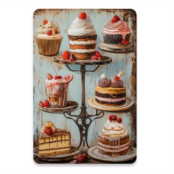 1 piece vintage dessert counter metal plaque - wrought iron wall decoration, suitable for home, restaurant, cafe, garage decor, 8x12 inches
