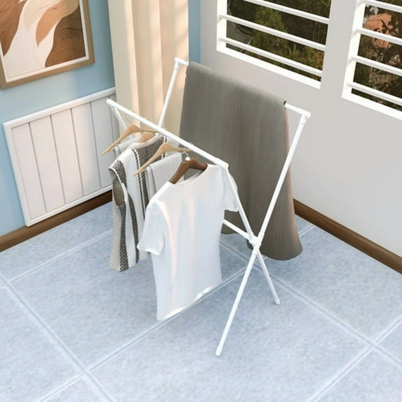 1, portable clothes hanger, laundry rack, foldable adjustable length, saving indoor and outdoor drying rack space