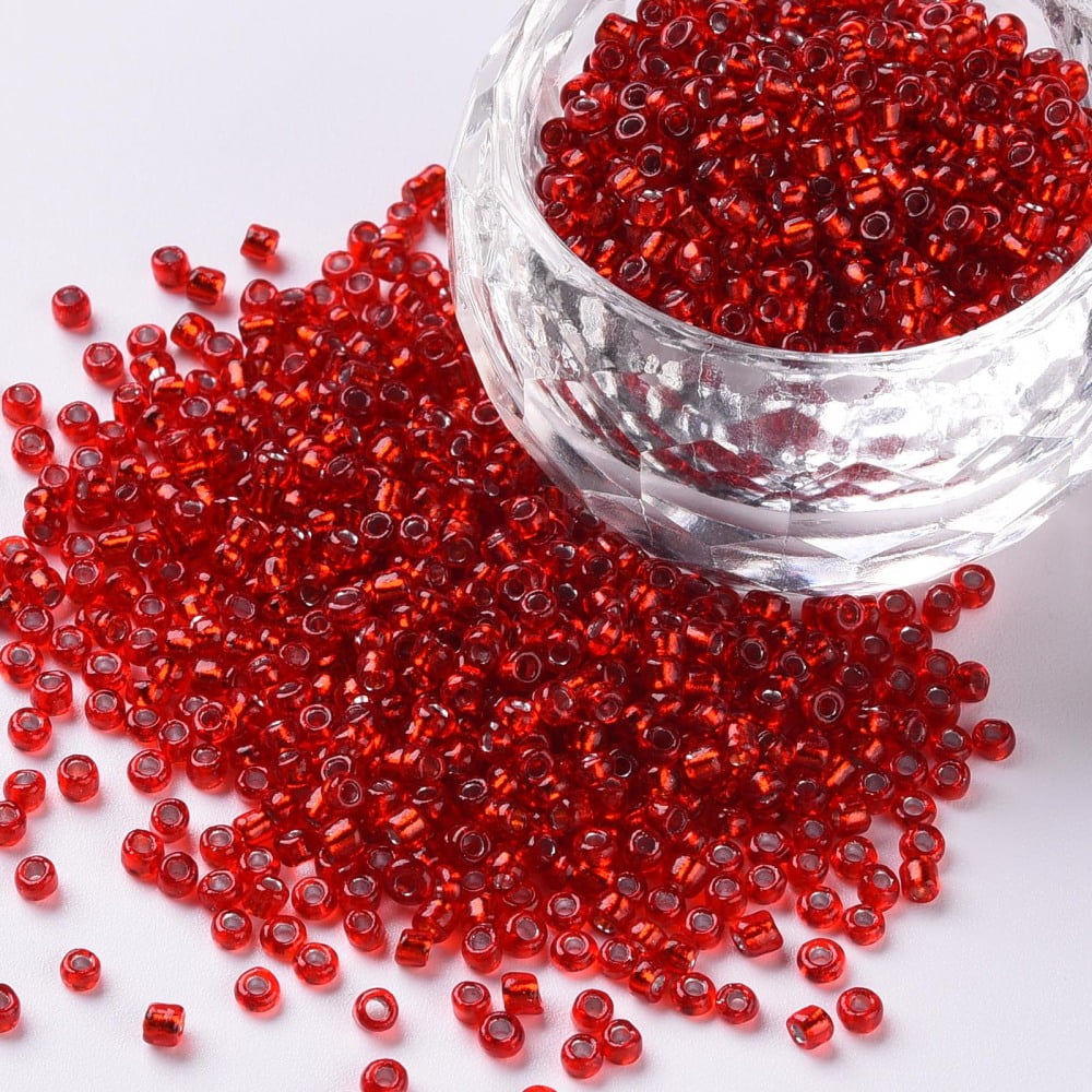 1 pound 12/0 Glass Seed Beads Silver Lined Round Hole Round Red 2mm Hole: 1mm 30000 beads/pound