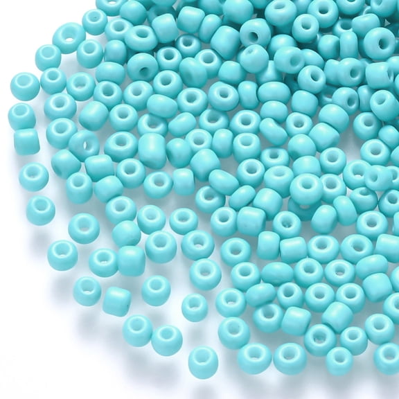 1 pound 6/0 Baking Paint Glass Round Seed Beads Cyan 4~5x3~4mm Hole: 1~2mm 4500pcs/pound