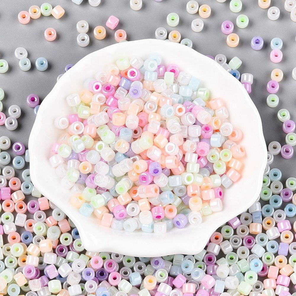 1 pound Glass Seed Beads Ceylon Round Hole Cylinder Mixed color 4x5.5mm Hole: 1.8mm 2500pcs/pound