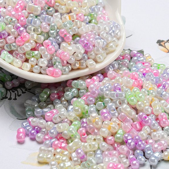1 pound Glass Seed Beads Opaque Colours Luster Peanut Colorful 6x3x3mm Hole: 1.2mm 4000pcs/pound