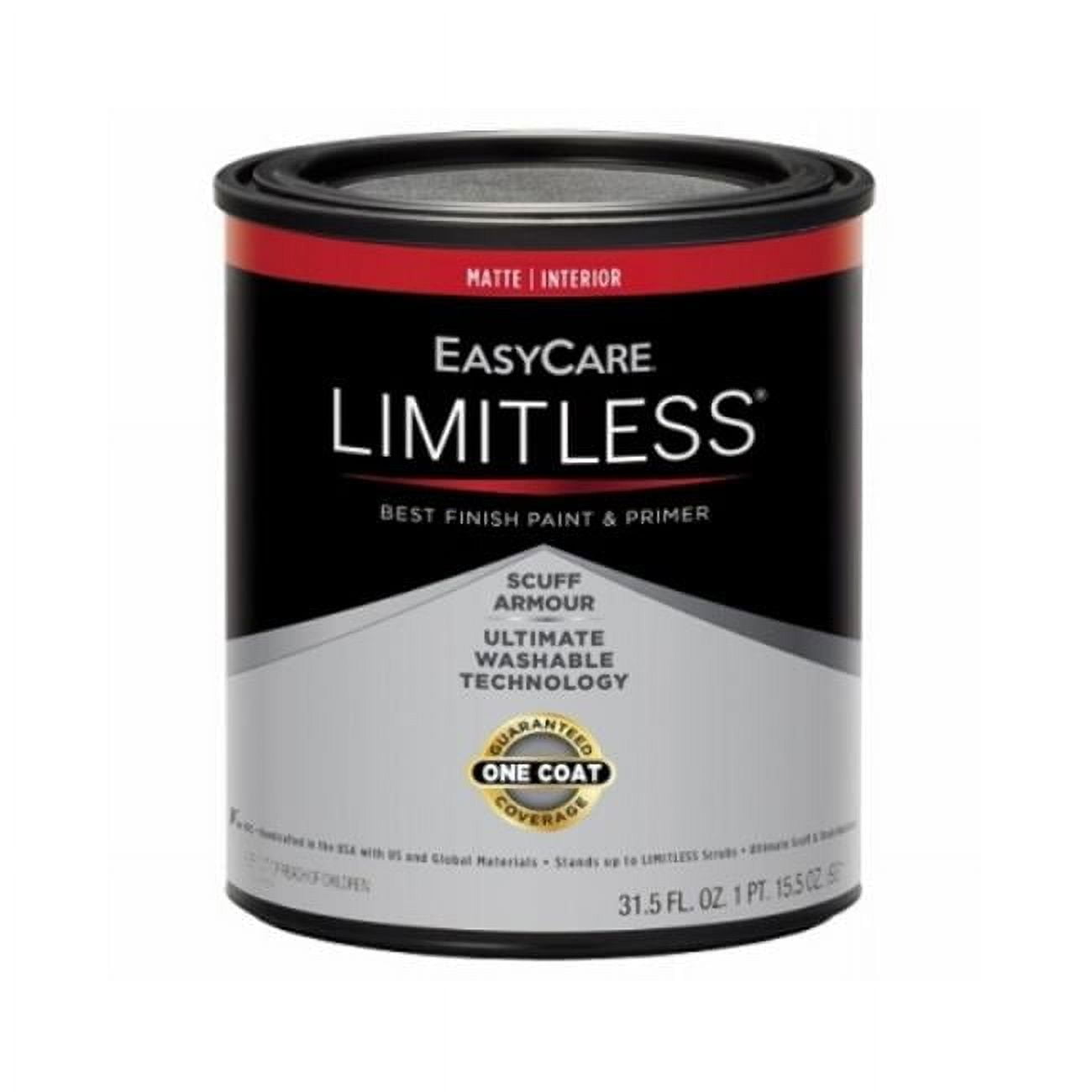 1 qt. EasyCare Limitless Interior Matte Paint & Primer, White - Pack of 4