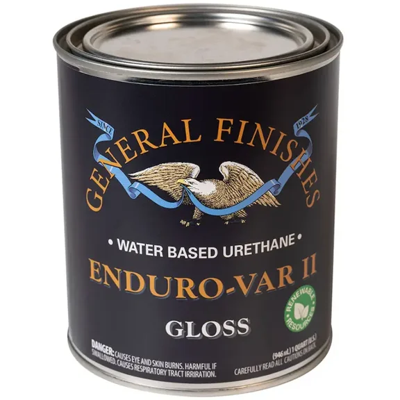 1 qt General Finishes B088-QT Clear Enduro-Var II Water-Based Urethane Topcoat, Gloss