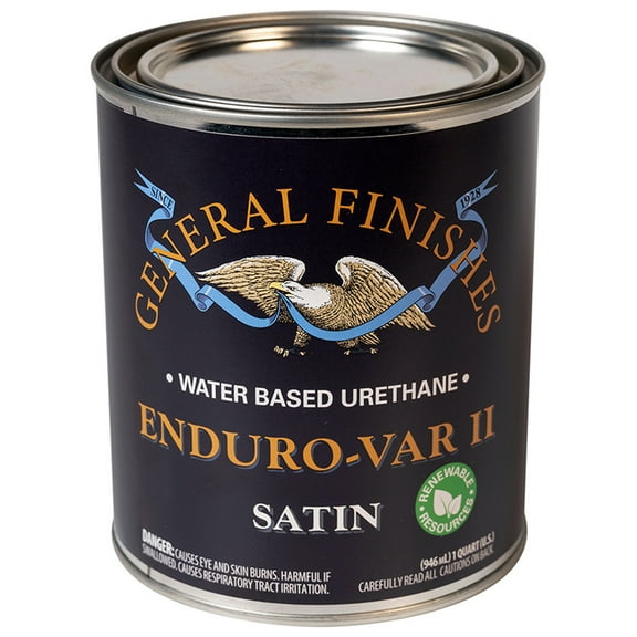 1 qt General Finishes B089-QT Clear Enduro-Var II Water-Based Urethane Topcoat, Satin