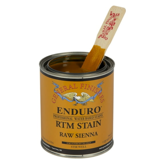 1 qt General Finishes QRS Raw Sienna Enduro RTM Water-Based Wood Stain