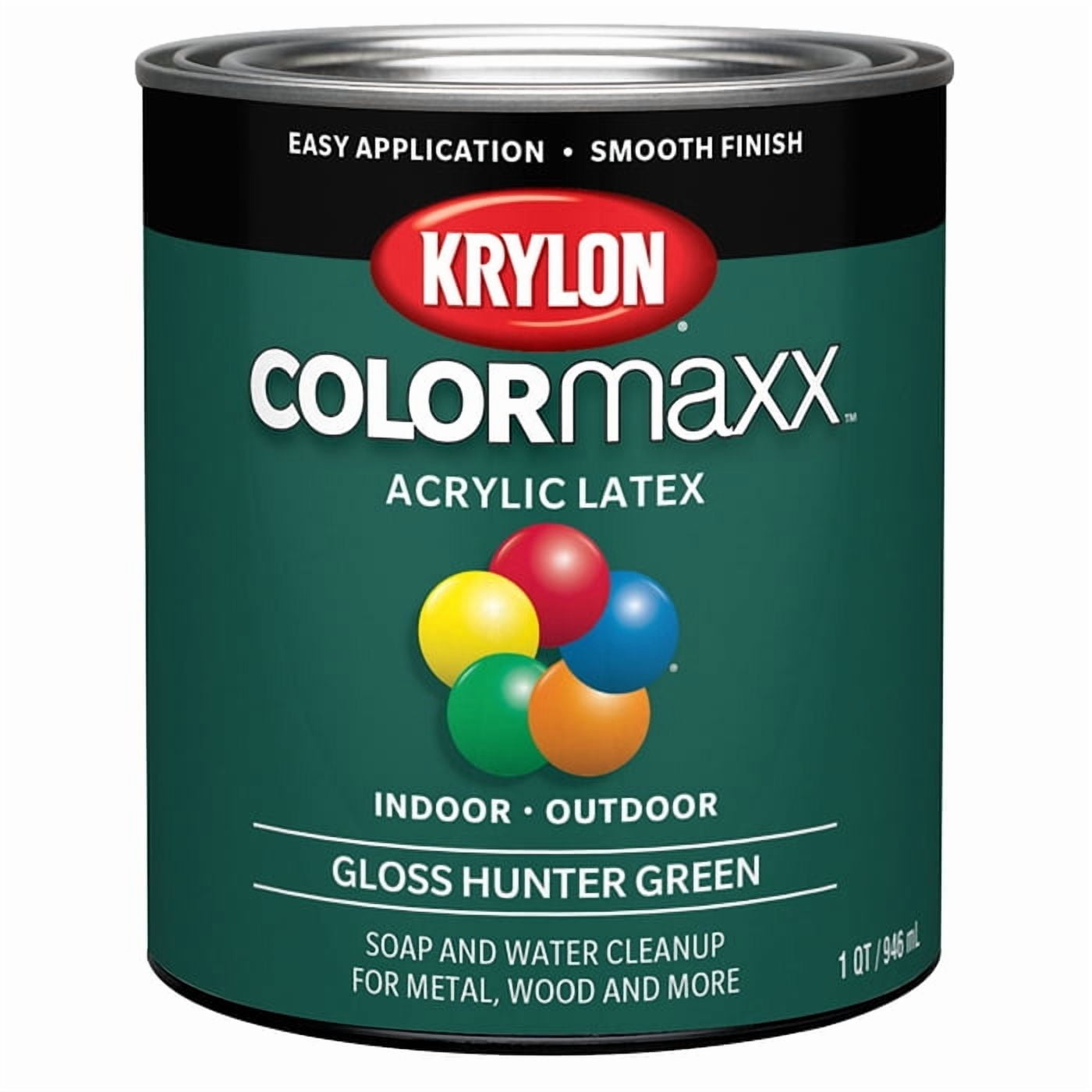 1 qt Krylon K05642007 Hunter Green COLORmaxx Paint & Primer, Gloss