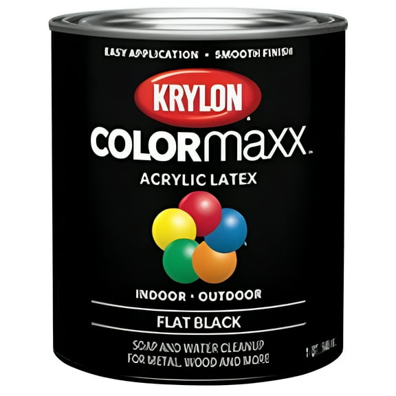 1 qt Krylon K05647007 Black COLORmaxx Paint & Primer, Flat