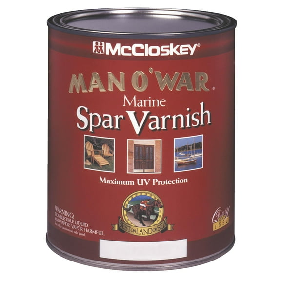 1 qt McCloskey 7505 Clear Man O'war Marine Spar Varnish, Satin