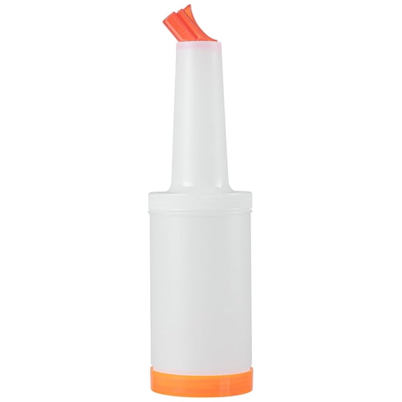1 qt Plastic Quick Pour Storage Container Bottle - with Orange Spout and Lid - Bar Storage Bottle - 3 1/2" x 3 1/2" x 13" - 1ct Box - Bar Lux