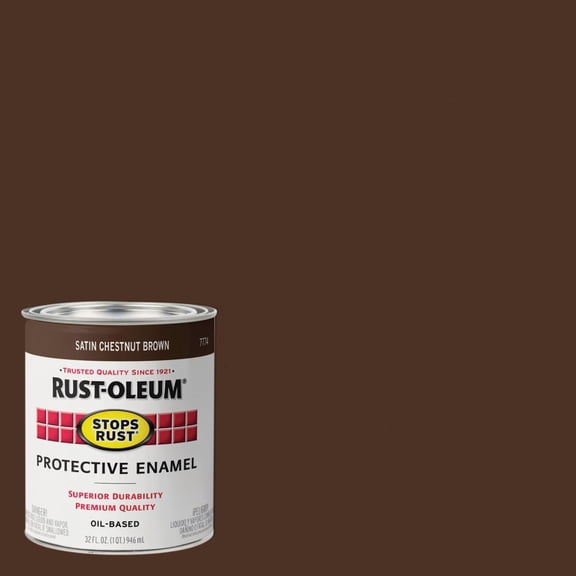 Rust-Oleum Stops Rust Protective Enamel Paint Satin - Oil-Based, 2-Pack, 1 Qt, Chestnut Brown — Construction & DIY Use, Standard Hardware Spec