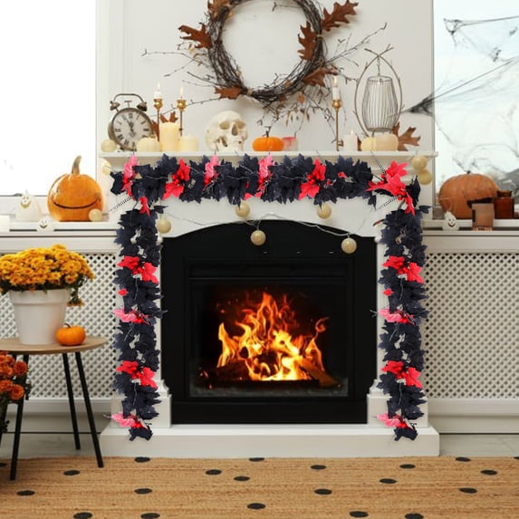 1 rattan Artificial Maple Garland Hanging Rattan – Multicolor Fall Pumpkin Vine | Plastic Halloween Thanksgiving Fireplace Mantel Table Decor Reusable Indoor Home Decor