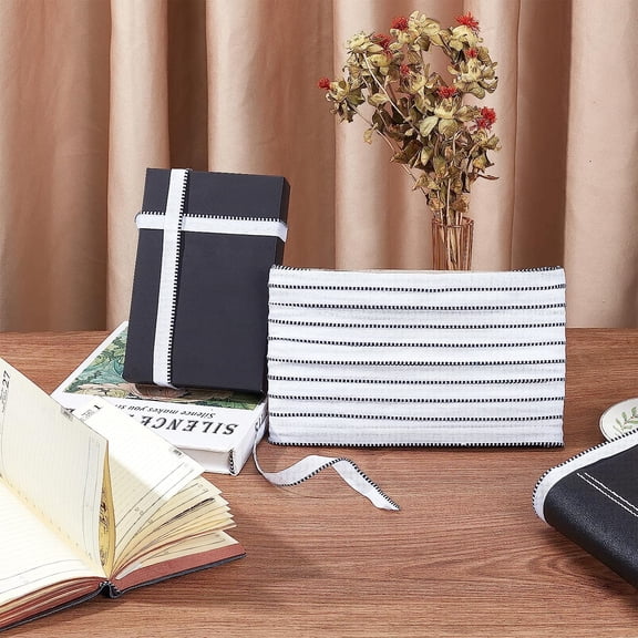 1 roll 109.36 Yards(100m) Book Headband 0.6" Wide Black Book Binding End Strap Flat Polyester Bias Binding Tape for Book Binding Decoration DIY Crafts and Gift Wrapping
