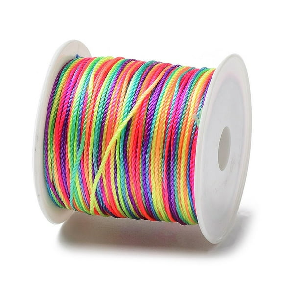 1 roll 15-Ply Segment Dyed Round Nylon Thread with Spool Colorful 1mm 21.87 Yards(20m)/Roll