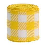 1 roll 2.5 Inch Wired Edge Ribbon, Colors Burlap Wired Ribbon, Easter Ribbons Summer Spring Wired Ribbon, for Gift Wrapping, Wreath Bows Making, Crafts Home Decoration, Easter Decor（Yellow）