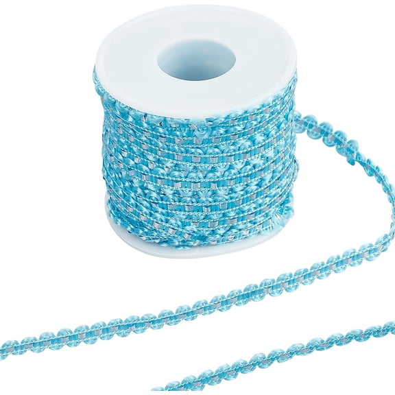 1 roll 25M Metallic Yarn Lace Ribbons Jacquard Ribbon Garment Accessories Light Sky Blue 1/4 inch(8mm)