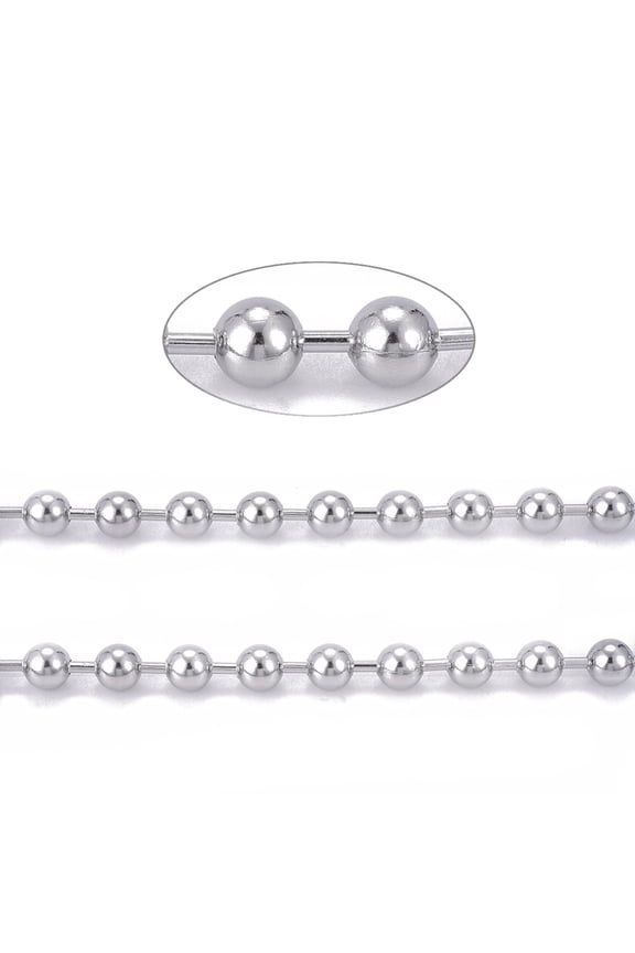 1 roll 304 Stainless Steel Ball Chains with Spool Soldered Stainless Steel color 8mm 32.8 Feet(10m)/roll